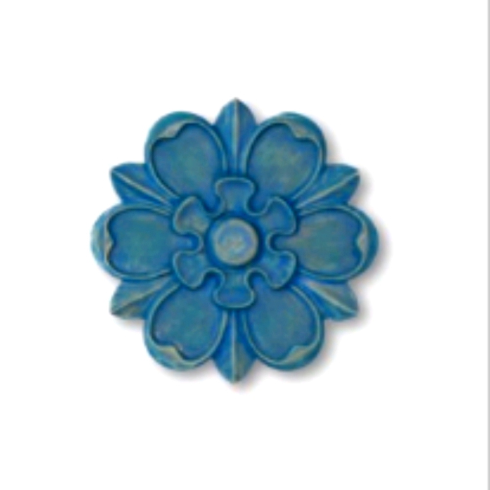 Lakeside 16" Wooden Carved Wall Flower Blue